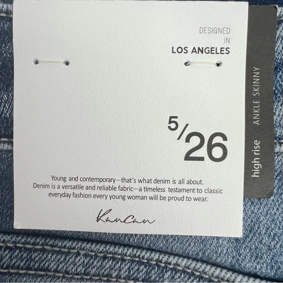 NWT KanCan Junior Women’s Blue Jeans Sz 5/26 Raw Hems W/slit Distressed Stretch - Picture 7 of 15